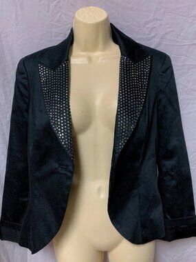 Bebe Black Lined Blazer with Rhinestone lapel - No missing stones - NEW